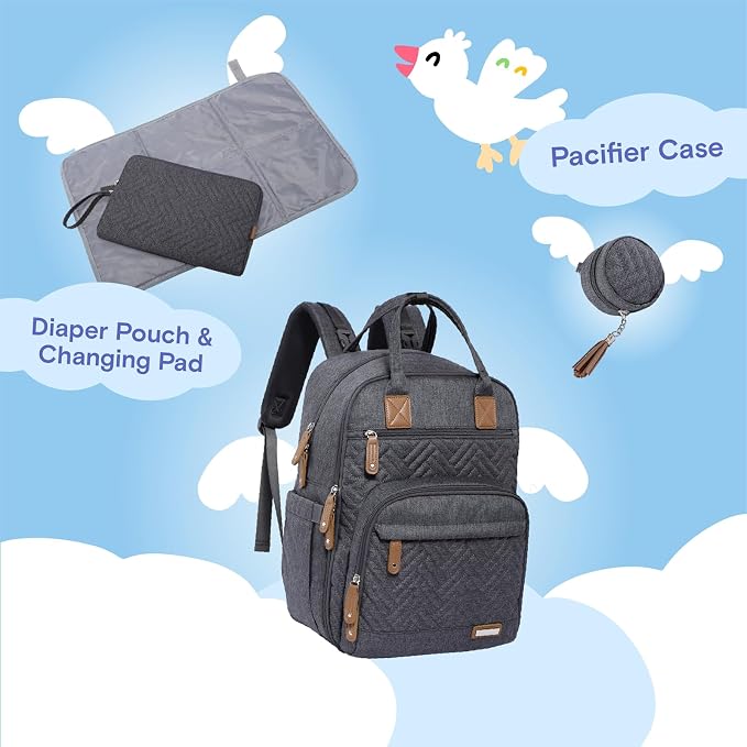 iniuniu Diaper Bag Backpack, 4 in 1 kit Large Unisex Baby Bags - Image 4