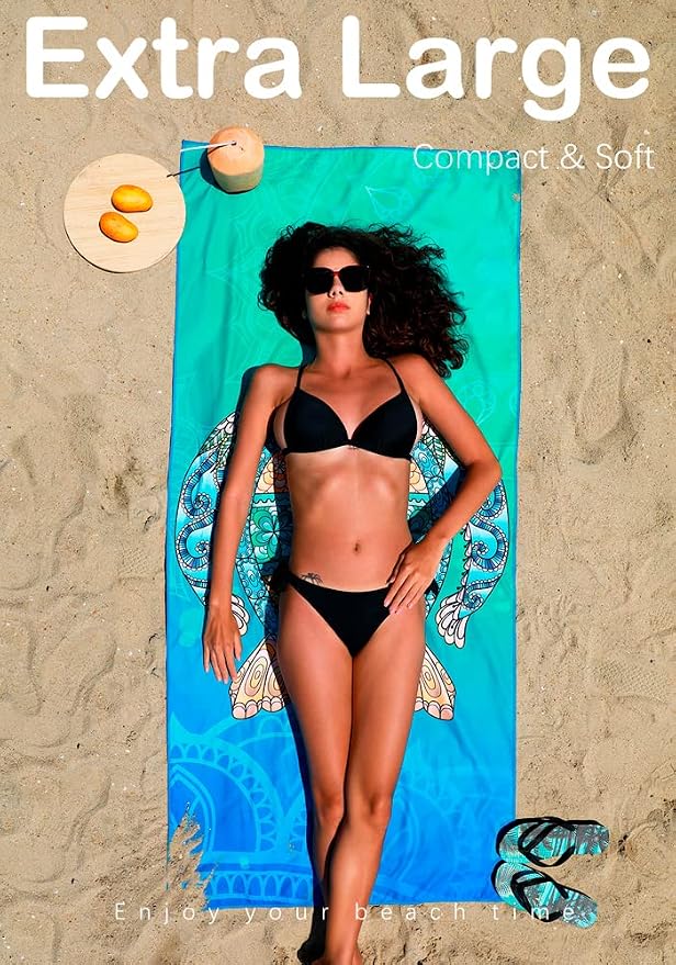 Microfiber Thin Lightweight Beach Towel Sand Free Quick Dry Absorbent Compact - Image 3