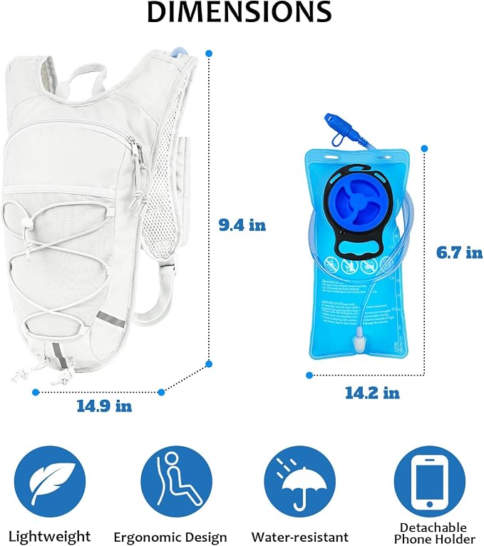 Lightweight Hydration Backpack 2L Water Bladder Pack - Image 2