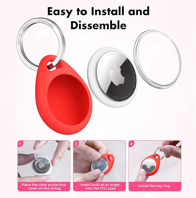 UNBREAKcable 4 Pack Holder for Apple AirTag Protective Case Waterproof TPU Shell - Image 3