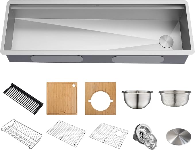 KRAUS Kore 57-inch Undermount Workstation 16 Gauge Single Bowl Stainless Steel - Image 19