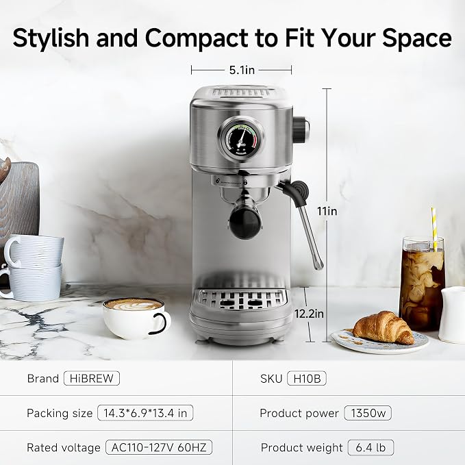 HIBREW H10B - 51mm Espresso Machine - Temperature & Cup Volume Adjustable at - Image 8