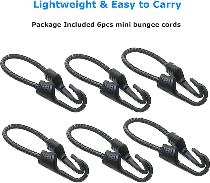 Bungee Cords with Dual Hooks, 12inch 6Pack Mini Bungee Straps 1/3 Inch Strong - Image 6