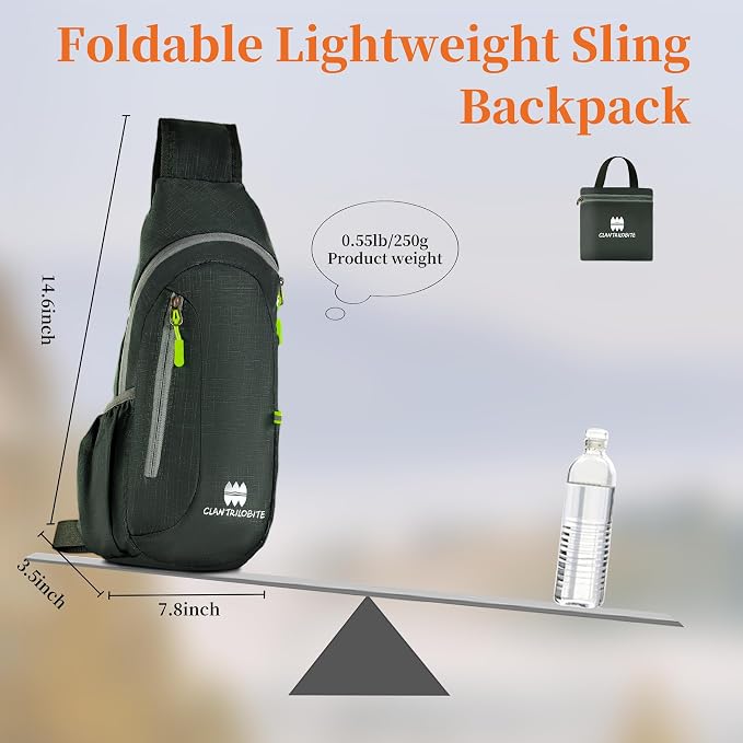 Small Sling Backpack, Lightweight Crossbody Backpack, Foldable Cross Body Bag - Image 5