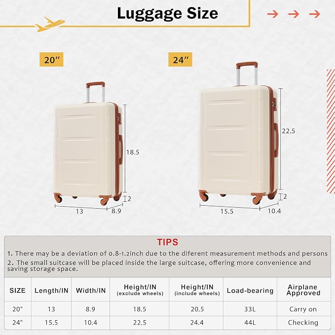 Merax Luggage Set 2 Piece Suitcase Sets - Image 4