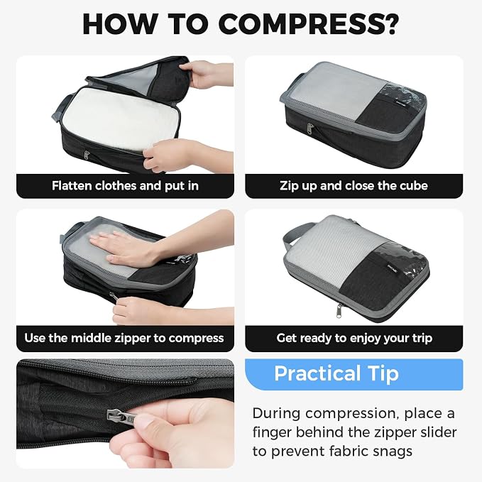 BAGAIL 6 Set/4 Set Lightweight Compression Packing Cubes - Image 5