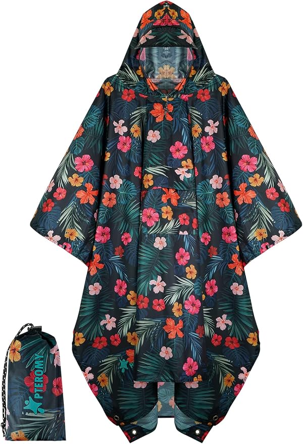 PTEROMY Hooded Rain Poncho for Adult by PTEROMY