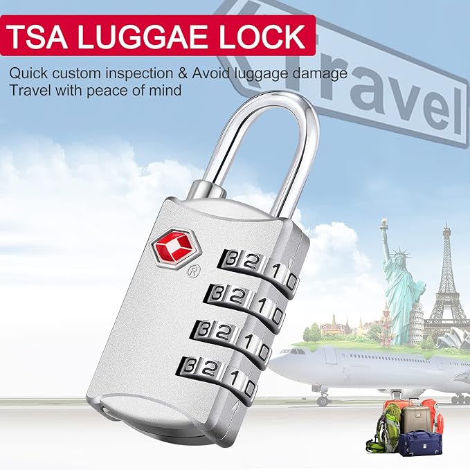 ZHEGE TSA Lock, Train Luggage Lock, 4 Digit Combination Lock - Image 2