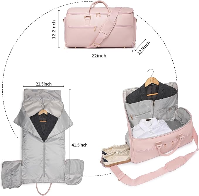 Carry On Garment Bag for Travel, Convertible Travel Garment Bag for Men Women - Image 2