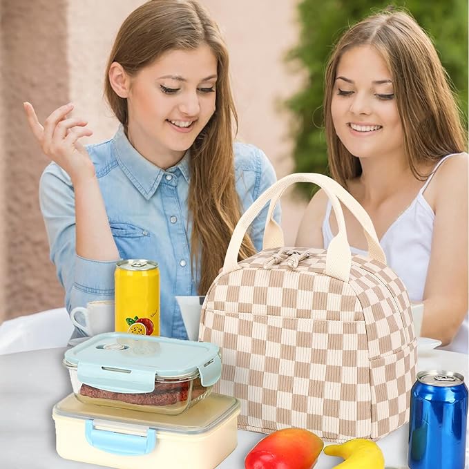 Bluboon Lunch Bag for Women Men Cute Corduroy Lunch Tote Bags Reusable - Image 9