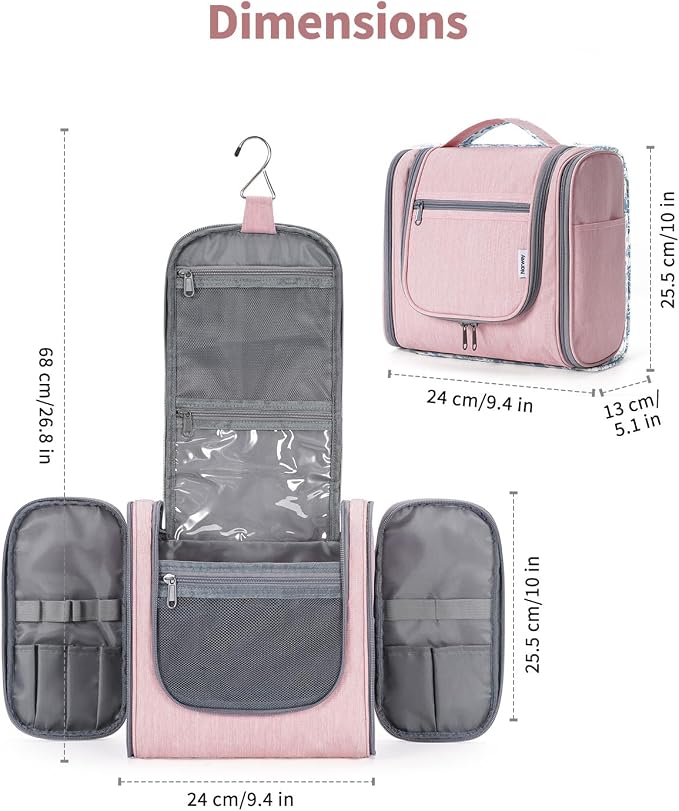 Narwey Hanging Toiletry Bag for Women Travel Makeup Bag Organizer Toiletries - Image 5