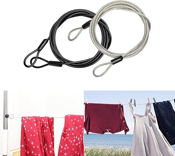3mm 200CM/6.6ft Long Outdoor Travel Security Cable Lock, Braided Steel Coated - Image 5