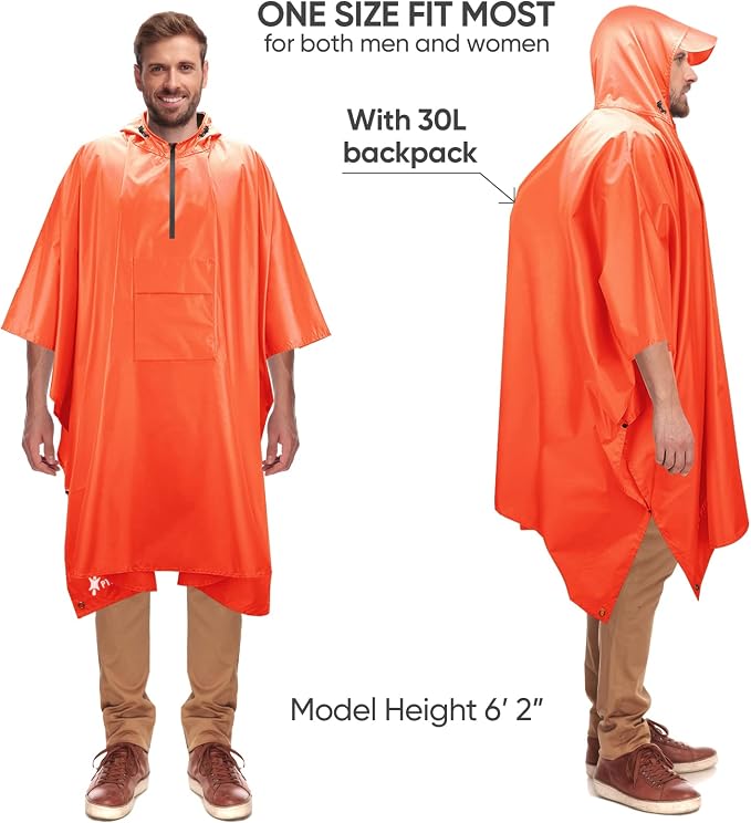 PTEROMY Hooded Rain Poncho for Adult - Image 4