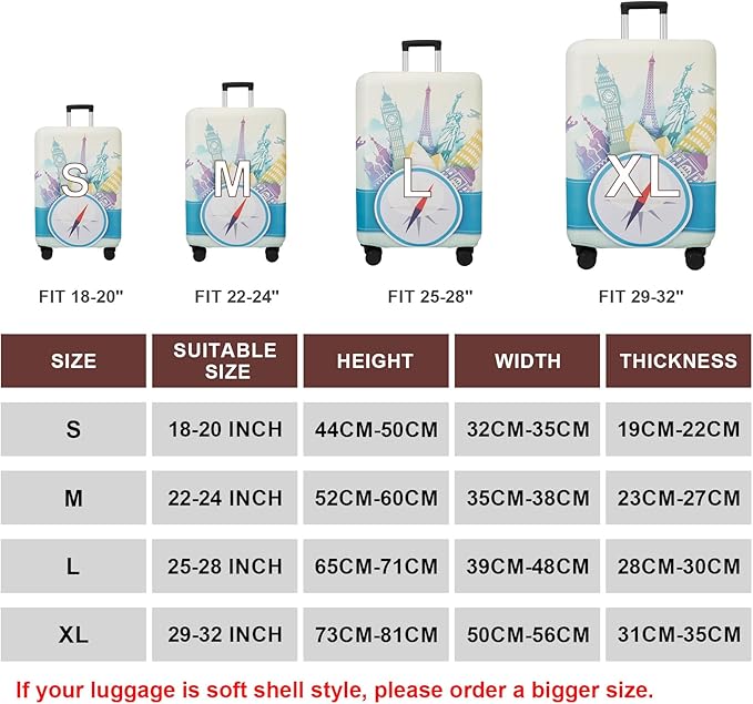 WUJIAONIAO Travel Luggage Cover Baggage Suitcase Cover Protector Skins 18-32 - Image 5