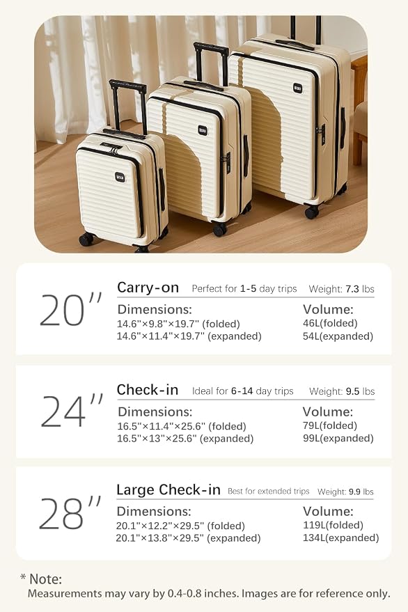 HotWay 24 Inch Expandable Front Opening Checked Luggage - Image 6