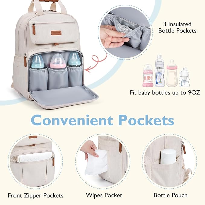 mommore Diaper Bag Backpack, Large Diaper Bag Expandable - Image 4