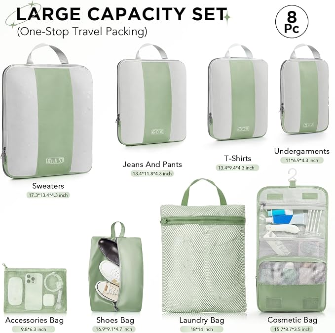 8 Set Compression Packing Cubes - Image 2