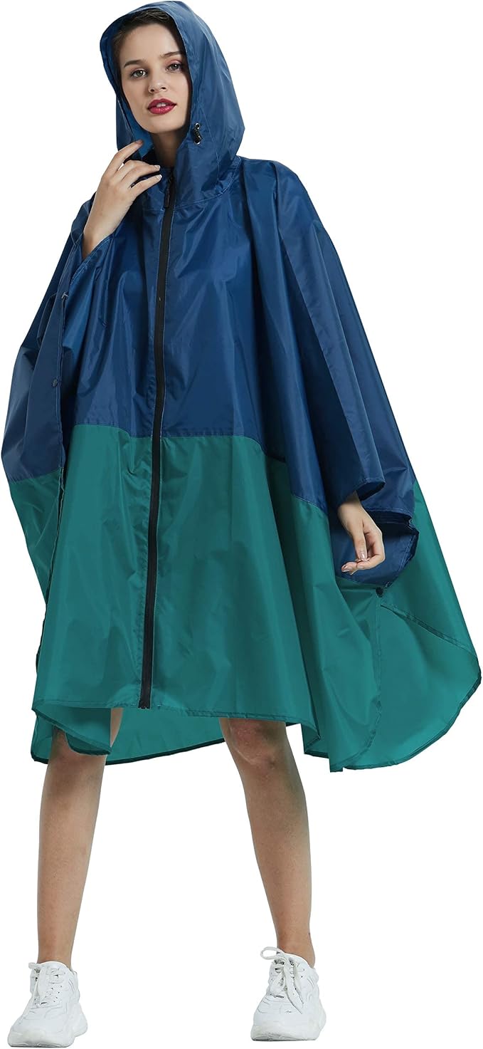 Rain Poncho Jacket Coat Hooded Zipper Style - Image 6