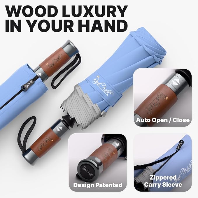 Royal Walk Windproof Folding Travel Umbrella Compact and Strong Luxurious Real - Image 3