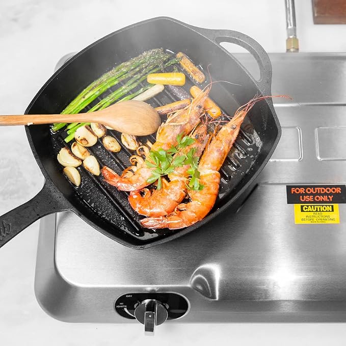XtremepowerUS 25, 516BTU Double Burner Stove Auto Ignition Cooktop Outdoor LPG - Image 4