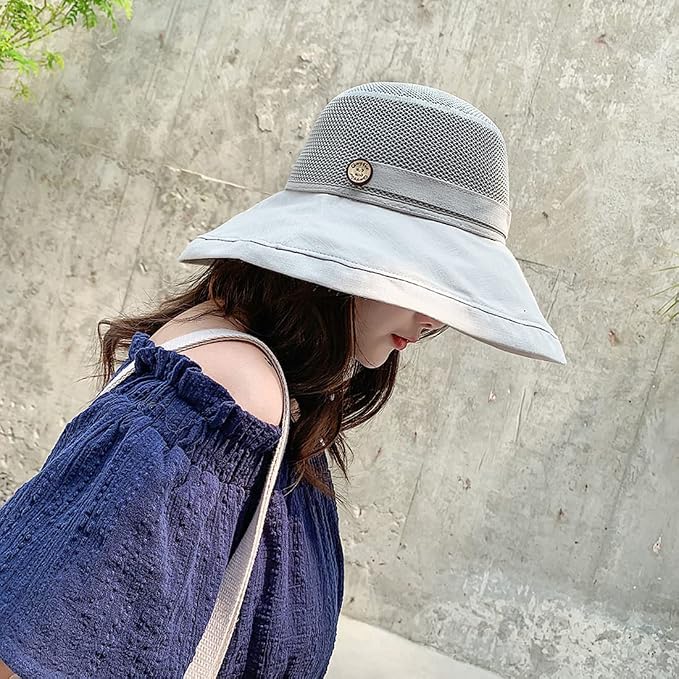 Women Wide Brim Sun Hats Metal Wired Edge Summer UV Protection Beach Fishing Hat - Image 5