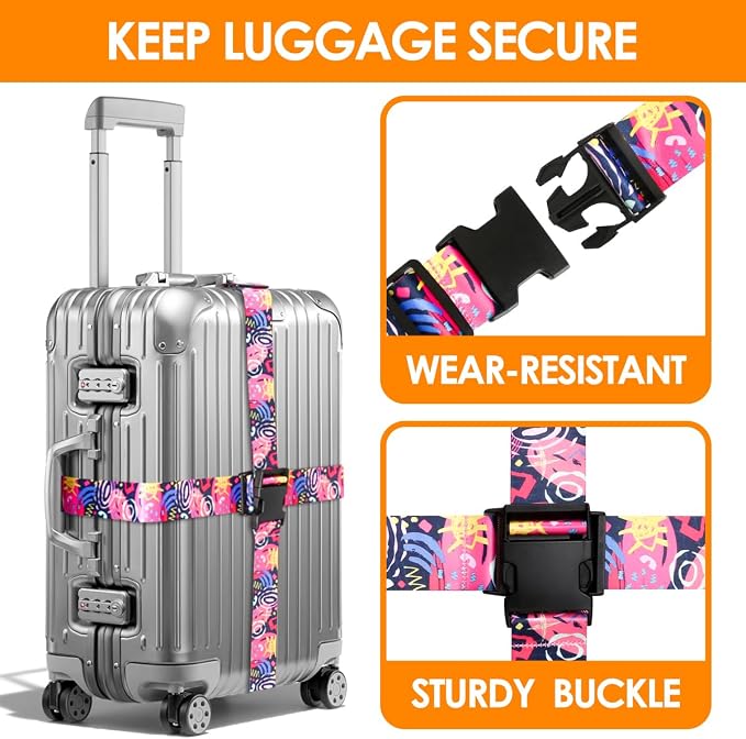 Adjustable Travel Luggage Strap Suitcase Belt Travel Bag Accessories 1.96 in W - Image 3