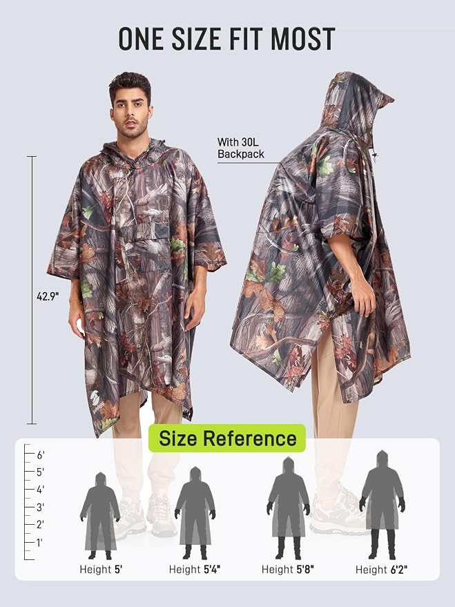SaphiRose Extra Thick Hooded Rain Poncho Double Layer Waterproof Raincoat Jacket - Image 3