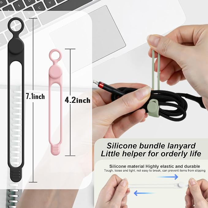 Nearockle Silicone Cable Ties Cord Organizer - Image 2