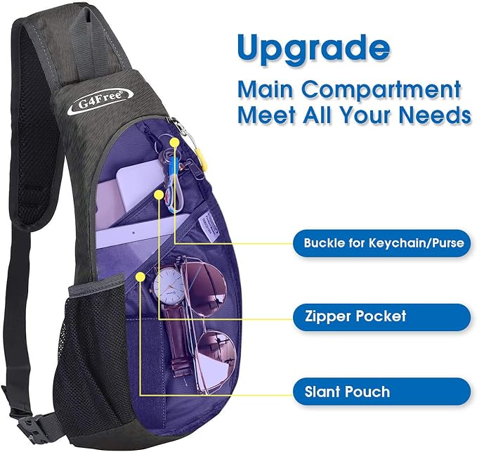 G4Free Sling Bag for Men Women, Small Crossbody Backpack Lightweight Chest - Image 2