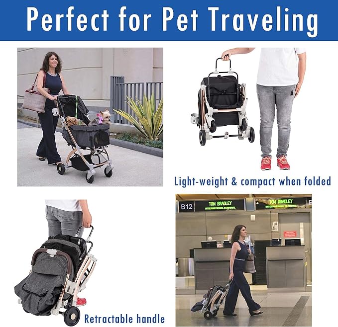HPZ-PR America Pet Rover Lite Premium Light-Weight Dog/Cat/Pet Stroller Travel - Image 3
