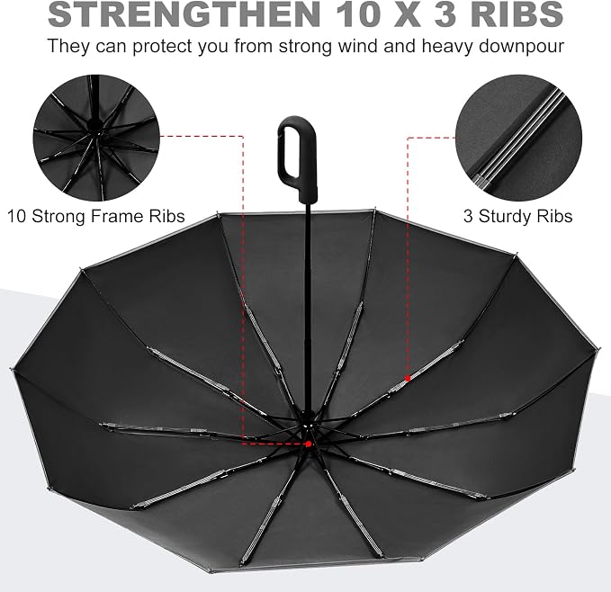TradMall Travel Umbrella, 280T Fabric Windproof Automatic Portable Compact - Image 6