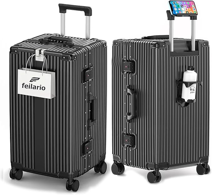 feilario 26in Super Large Captain Aluminum Frame Hardside Spinner Wheels Luggage by feilario