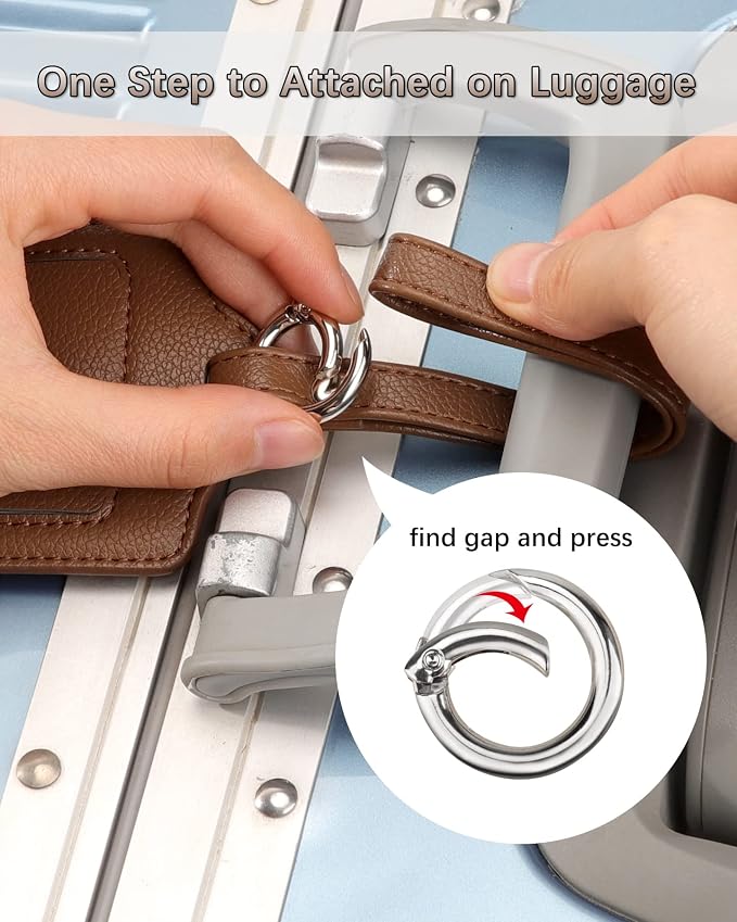 Teskyer Luggage Tags, 3 Pack Premium PU Leather Luggage Tags - Image 6