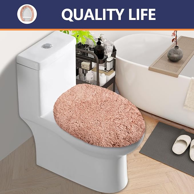 Microfiber Elongated Toilet Seat Cover 19.5"x 15" Machine Washable Solid Toilet - Image 7