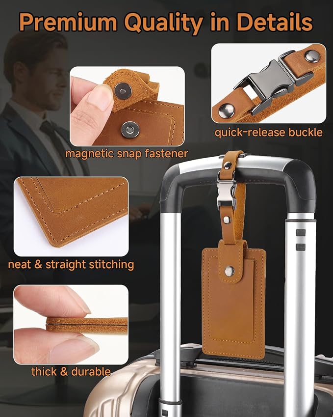 Premium Genuine Leather Luggage Tags - Image 4