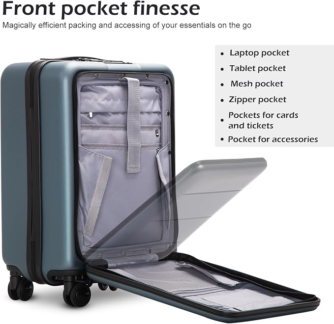 Coolife Luggage Suitcase Piece Carry On ABS+PC Spinner Trolley - Image 3
