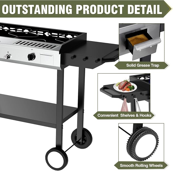 BESTFIRE 2 Burner Propane Gas Stove Outdoor Cooking Station – 150, 000 BTU - Image 5