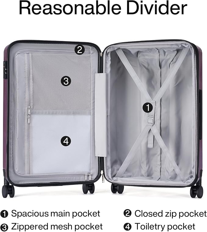 Hanke 24 Inch Expandable Checked Luggage Lightweight PC Hard Case luggage - Image 7