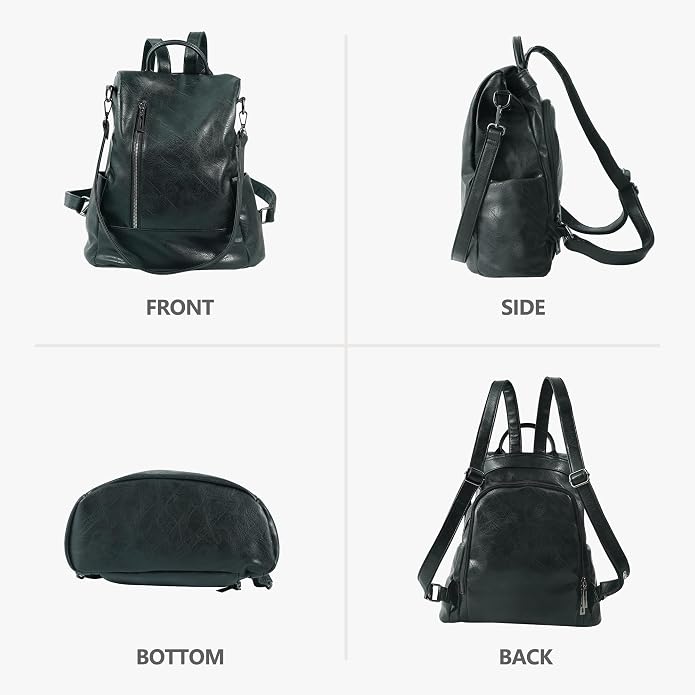 Women Backpack Purse PU Leather Anti-theft Casual Shoulder Bag Fashion Ladies - Image 9