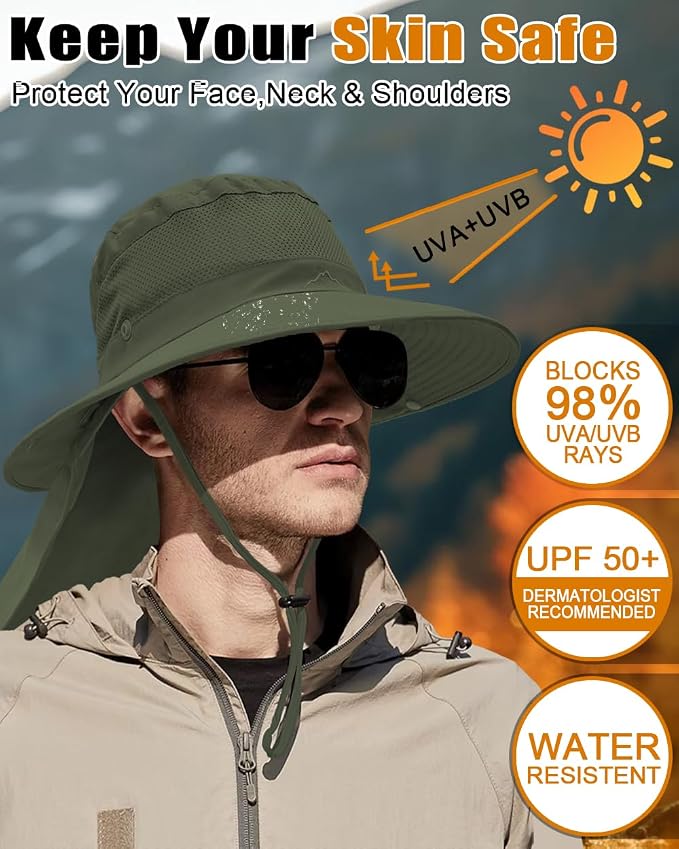 Outdoor Sun Hats with Stowable Neck Flap - Image 3
