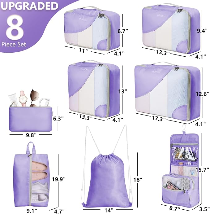8 Set Packing Cubes for Travel, Gifts for Women Mom, Anti-Tearing Suitcase - Image 2