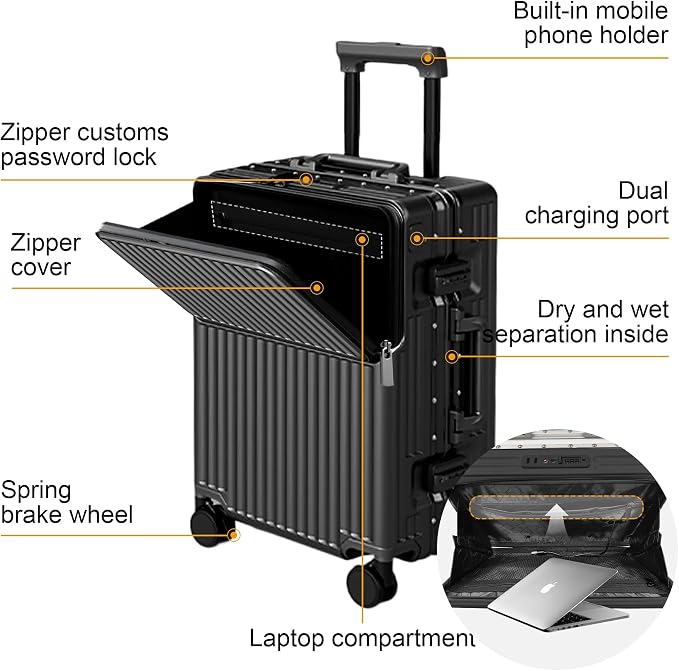 2-Piece Hardshell Zipperless Luggage Set, 20/26" Aluminum Frame Hardshell - Image 3