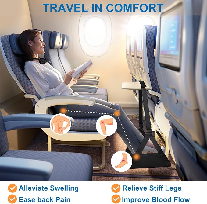 Airplane Foot Hammock （ Memory Foam） 2 in 1 Removable Support Pad， Portable - Image 5