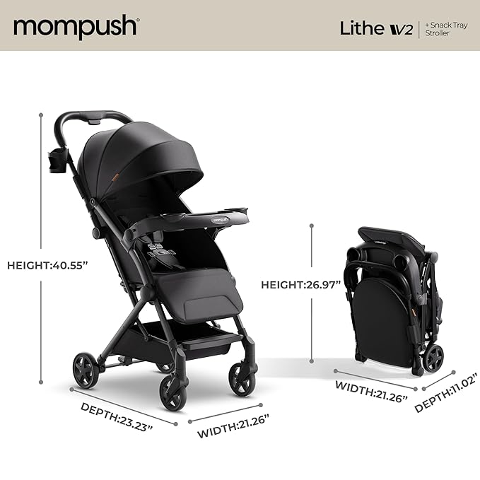 Mompush Lithe V2 Lightweight Travel Stroller, Compact Foldable Baby Stroller - Image 4