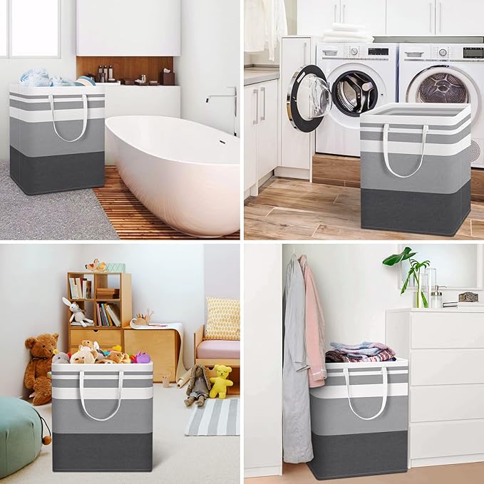 HomeHacks 2 Pack Large Laundry Baskets, Waterproof, Freestanding Laundry Hampers - Image 6
