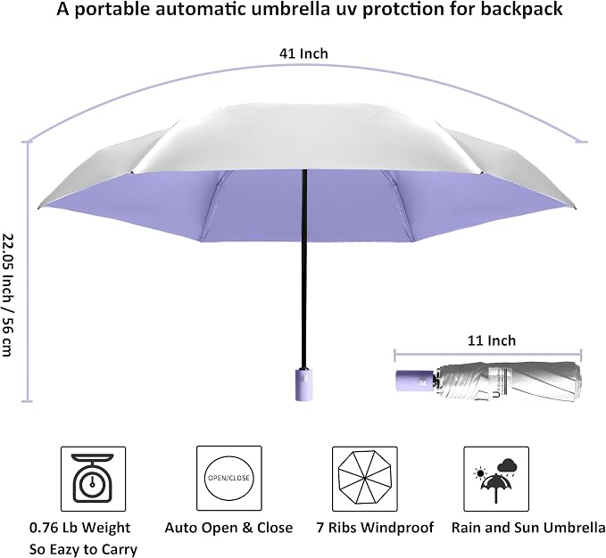 BAODINI Small UV Protection Travel Umbrella Compact - Image 6