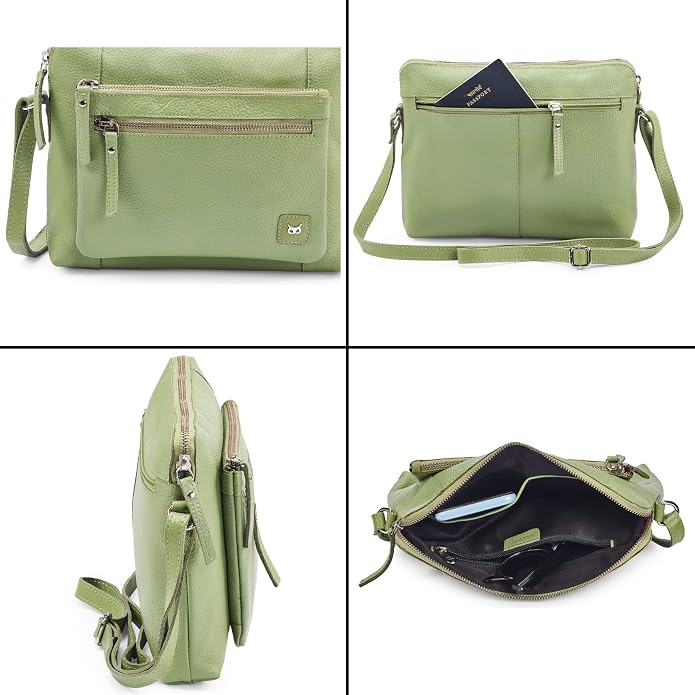 Wise Owl Accessories Small Soft Pebbled Real Leather Crossbody Handbags Purses - Image 6