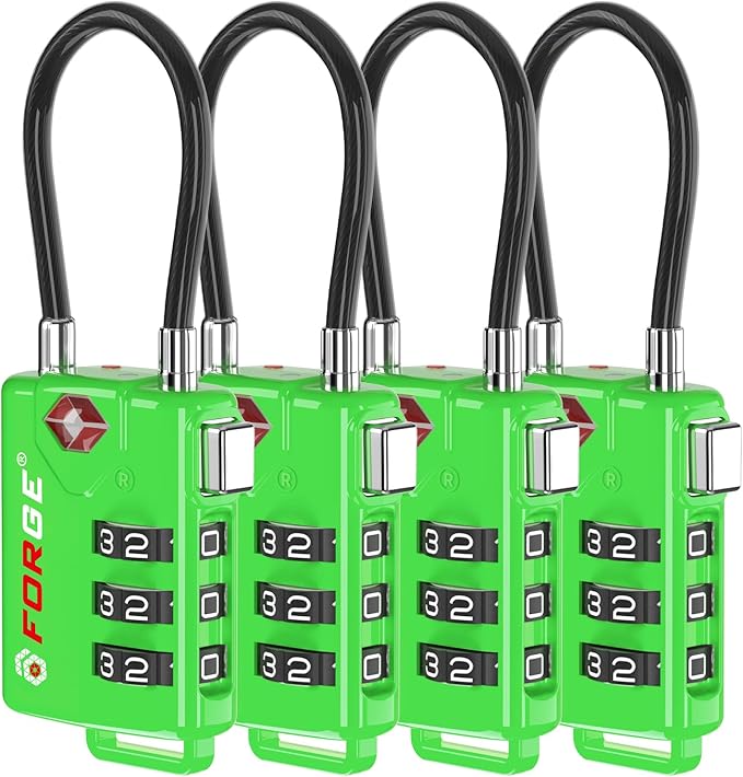 TSA Approved Cable Luggage Locks, Re-settable Combination by Forge