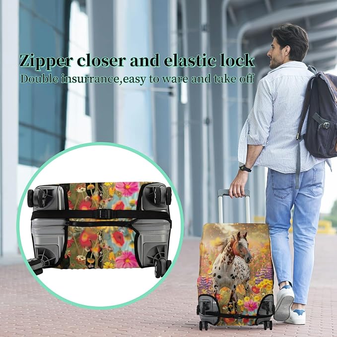 Luggage Cover + Tag, Spotted Horse Garden Travel Suitcase Protector - Image 5