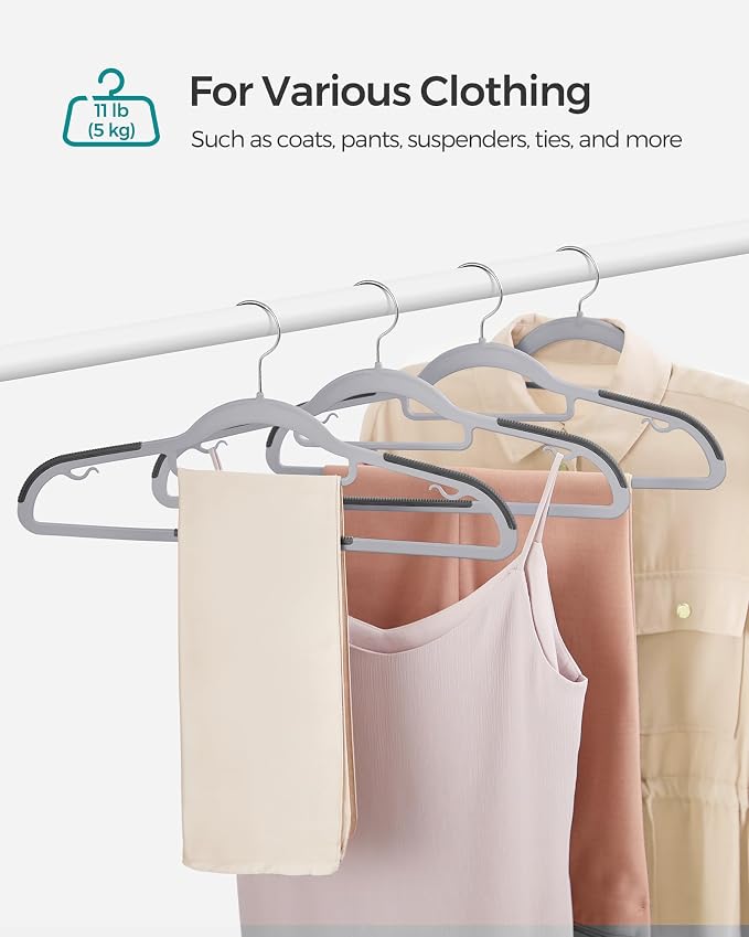 SONGMICS Pack of 60 Coat Hangers, Space-Saving Plastic Clothes Hangers - Image 7